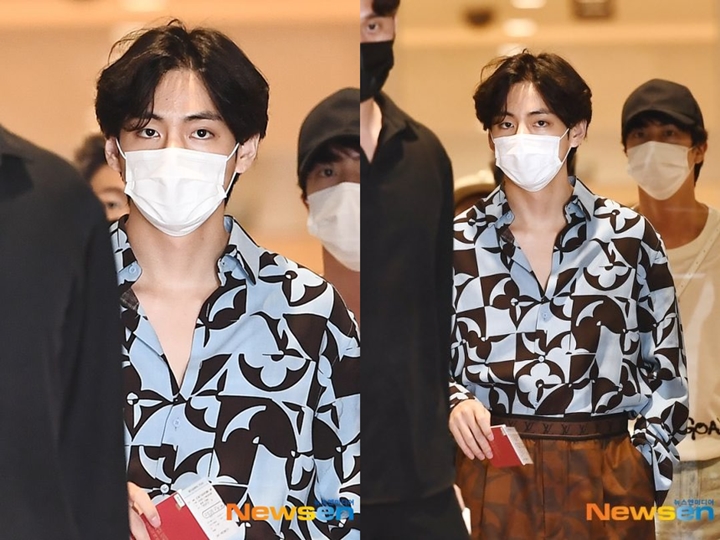 V BTS Tetap Ganteng Bersinar Meski Pakai Masker, Dikira Syuting Film di Bandara