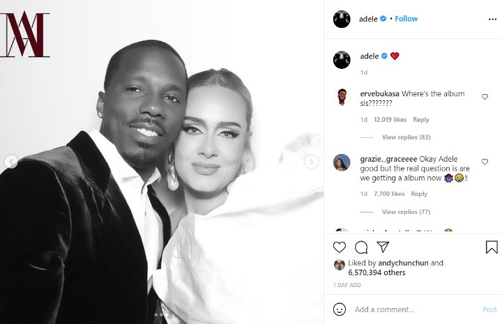 Adele Akhirnya Konfirmasi Status Asmara, Debut Instagram dengan Pacar Baru