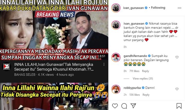 Tak Marah Dikabarkan Meninggal, Ivan Gunawan Malah Ungkap Doa Mulia Ini Untuk Pelaku