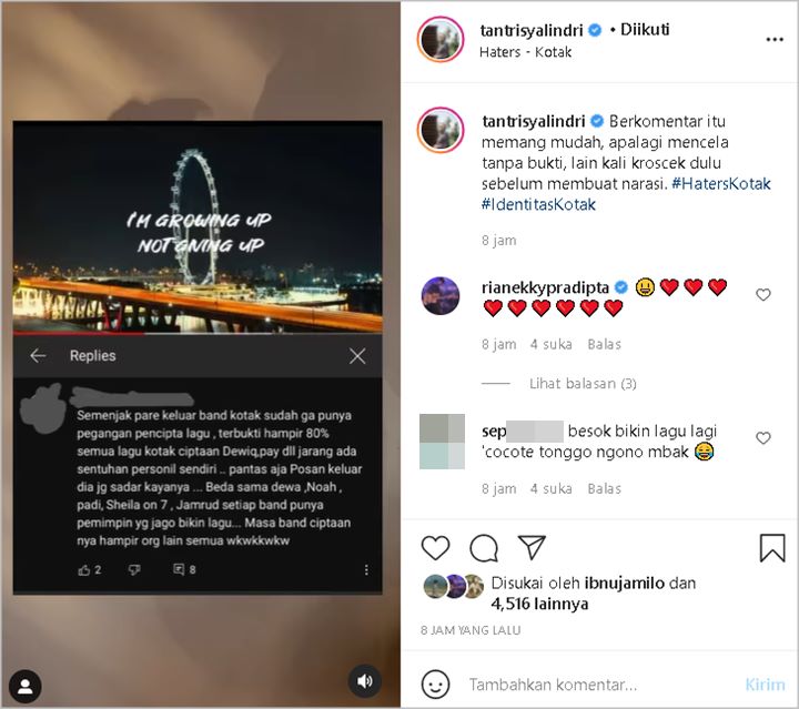 Dikira Tak Punya Lagu Hasil Ciptaan Sendiri, Tantri Kotak Cs ‘Skakmat’ Haters Begini