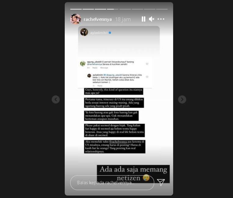Pertemanan dengan Rachel Vennya Dipertanyakan Karena Tak Foto Bareng, Ayla Dimitri Respons Menohok