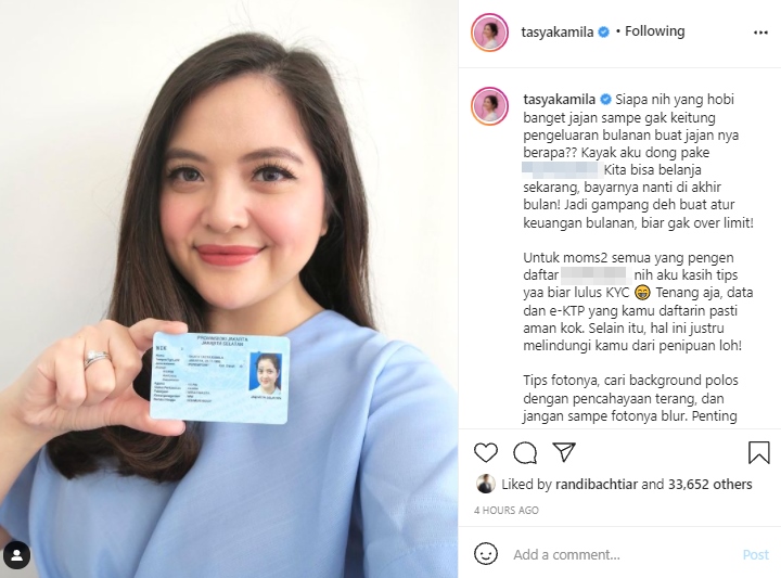 Foto KTP Tasya Kamila Jadi Perbincangan, Cantik Meski Tak Sempurna