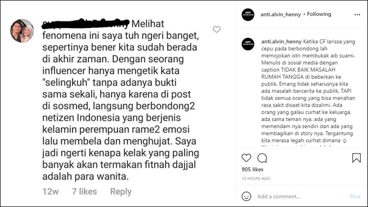 Fans Alvin Faiz dan Henny Rahman Salahkan Larissa Chou Hingga Juluki \'Penebar Kebencian\'