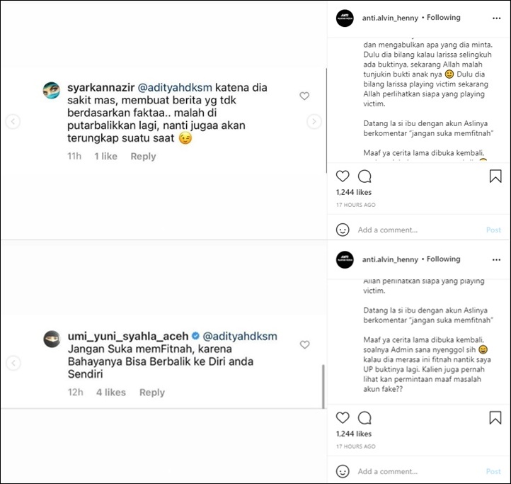 Jejak Digital Akun Fake Ibunda Alvin Faiz, Sikap Mengambing Hitamkan Larissa Chou Bikin Miris