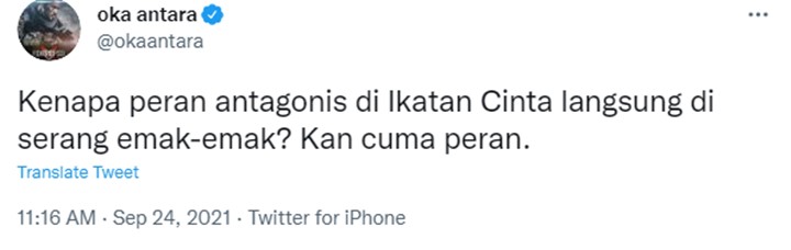 Oka Antara Berniat Tutup akun IG Gara-Gara Terus Diserang Emak-Emak Fans \'Ikatan Cinta\'