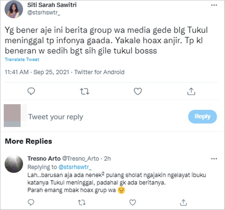 Cuitan netizen soal Tukul dikabarkan meninggal dunia
