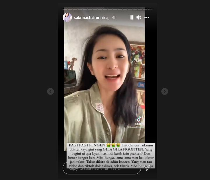 Sehati dengan Bunga Zainal, Sabrina Chairunnisa Sentil Oknum Dokter Bikin Konten dari Keluhan Pasien