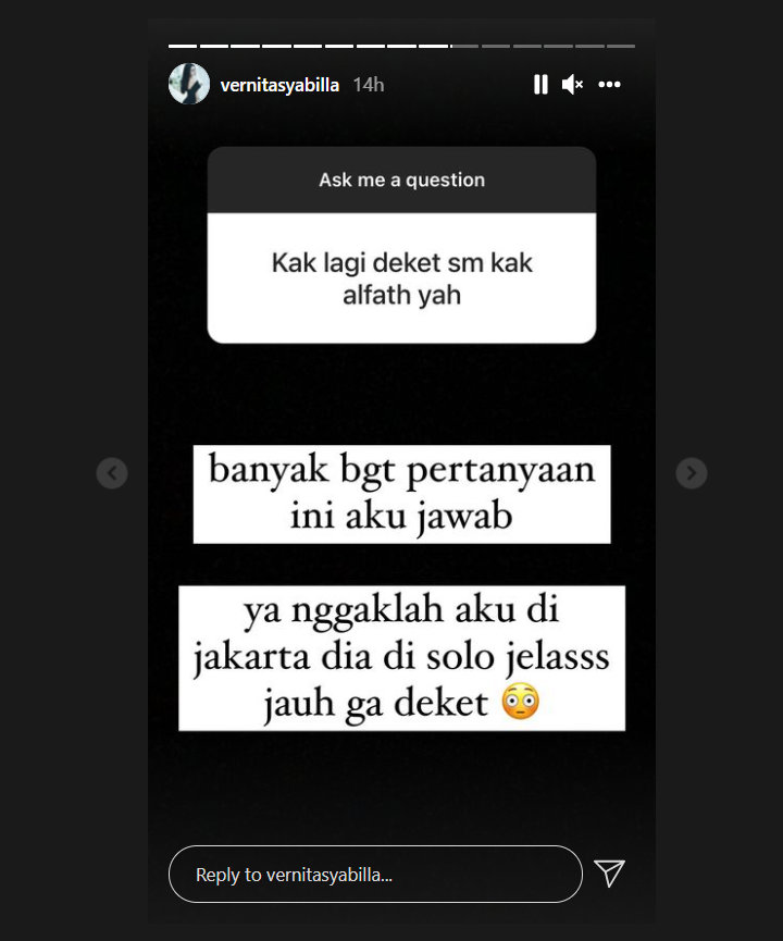 Jawaban Vernita Syabilla Soal Kedekatan dengan Alfath Fathier