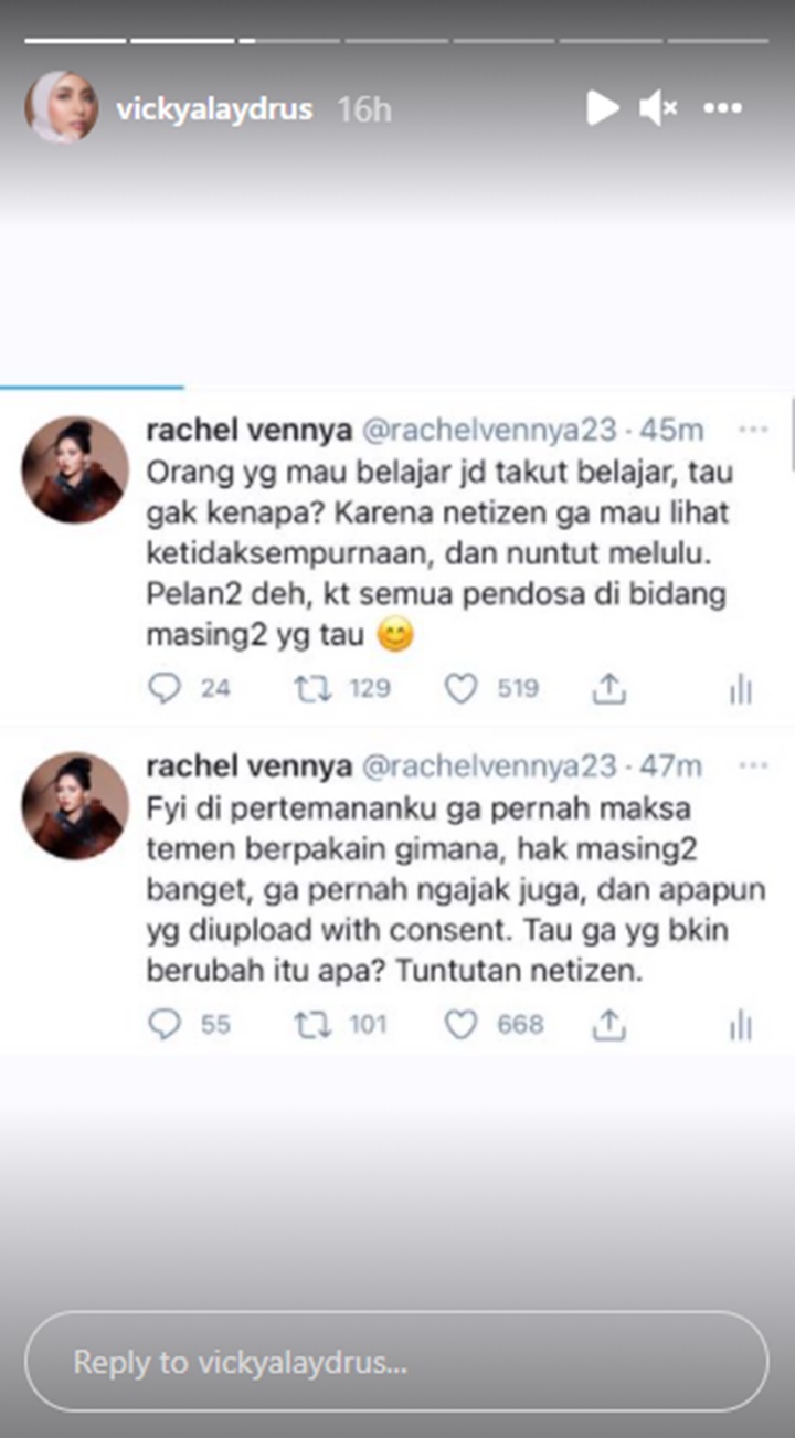 Vicky Alaydrus Sang Sahabat Terciduk Lepas Hijab, Rachel Vennya Tegaskan Tak Ada Paksaan