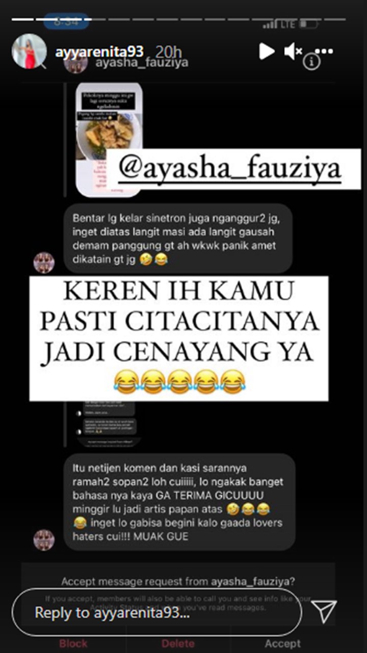 Dinilai Ngegas Balas Komentar Netizen, Ayya Renita Malah Ngakak Saat Disumpahi Bakal Pengangguran