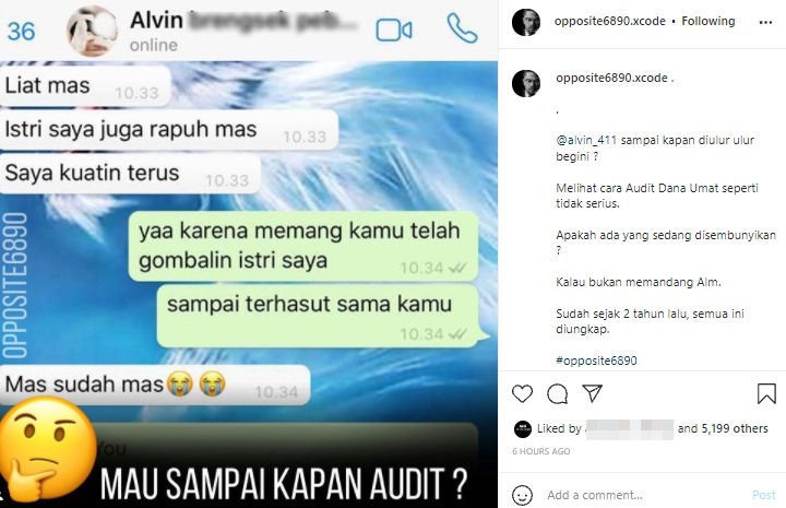 Tunda Audit Dana Umat, \'Bukti\' Alvin Faiz Selingkuh dengan Wanita Beristri Kembali Dibongkar
