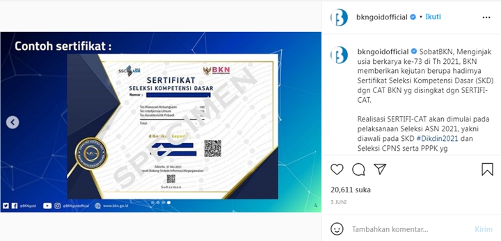 Jangan Lupa! BKN Sediakan Sertifikat Hasil SKD CPNS-PPPK 2021, Bisa Diakses di Sini
