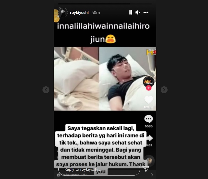 Roy Kiyoshi Bantah Meninggal Dunia, Pembuat Berita Hoax Bakal Dilaporkan