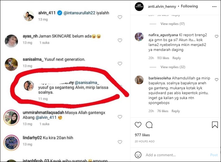 Kelewatan, Kini Giliran Yusuf Putra Larissa Chou Yang Jadi Bahan Ledekan Fans Alvin Faiz