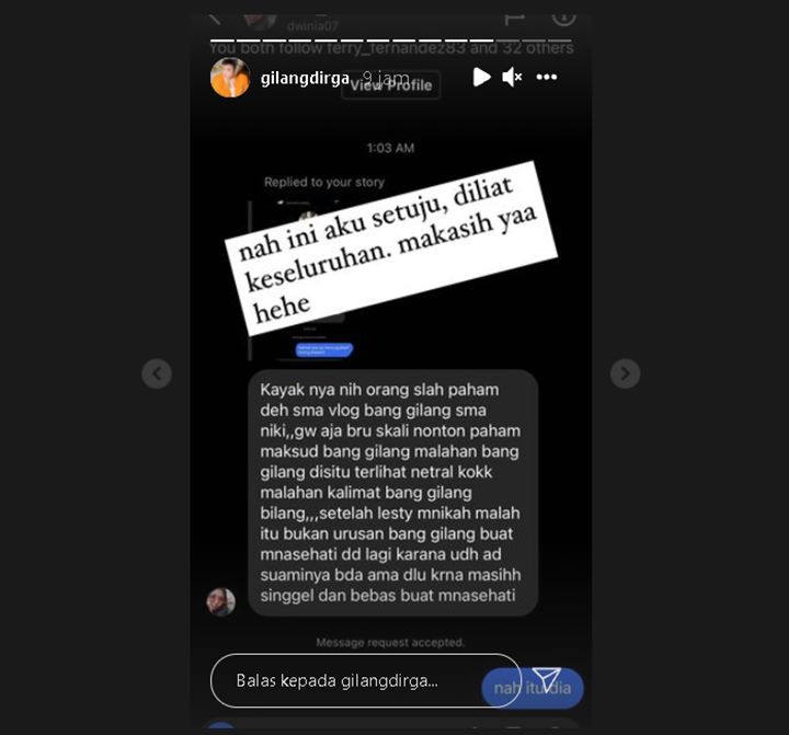Gilang Dirga Bingung Disebut Jahat Gara-gara Ngomongin Lesty Kejora, Tuntut Penjelasan