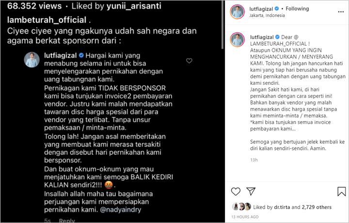 Bantah Tegas Pernikahannya Bersponsor, Lutfi Agizal Ungkap Dapat Penawaran Ini Tanpa Pemaksaan