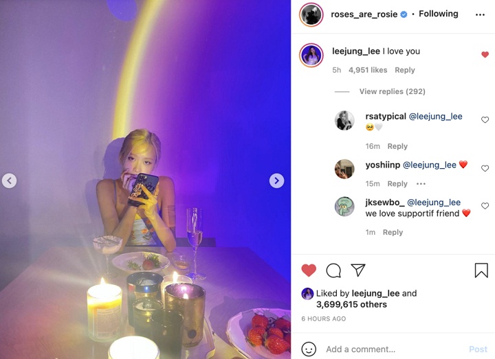 Lee Jung Komentari Postingan Rose BLACKPINK di Tengah Kontroversi Dukungan untuk YGX
