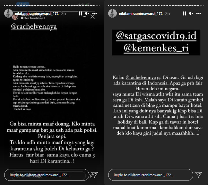 Nikita Mirzani Minta Rachel Vennya Tetap Diusut Meski Sudah Minta Maaf