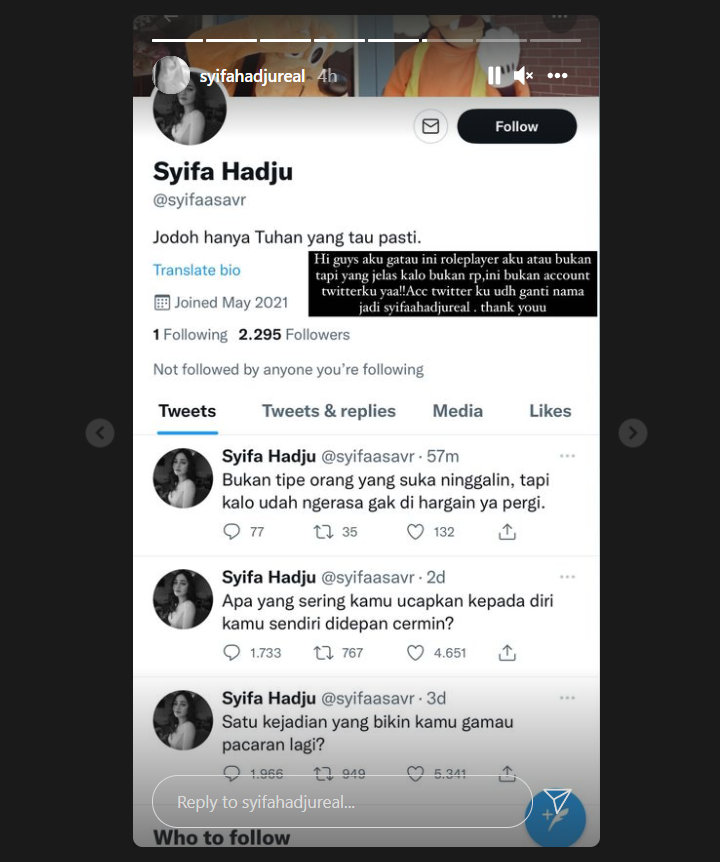 Syifa Hadju Langsung Klarifikasi Usai Kepergok \'Galau\' di Twitter