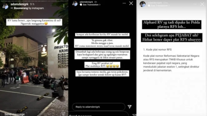 Adam Deni Soroti Rachel Vennya Naik Mobil Plat Pejabat Saat Datang Ke Polda
