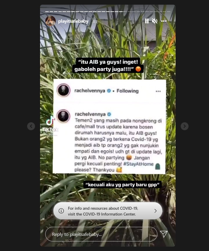 Unggahan Lawas Rachel Vennya Soal Jangan Party Saat Pandemi Disebut Senjata Makan Tuan