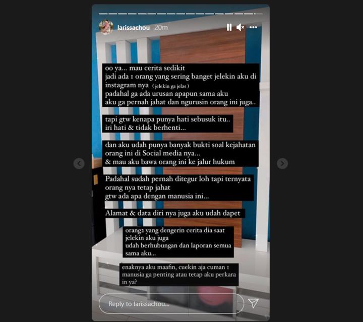 Larissa Chou Bingung Dijahati ‘Hater’ Hingga Ingin Bawa ke Jalur Hukum, Sudah Tutup Pintu Maaf?