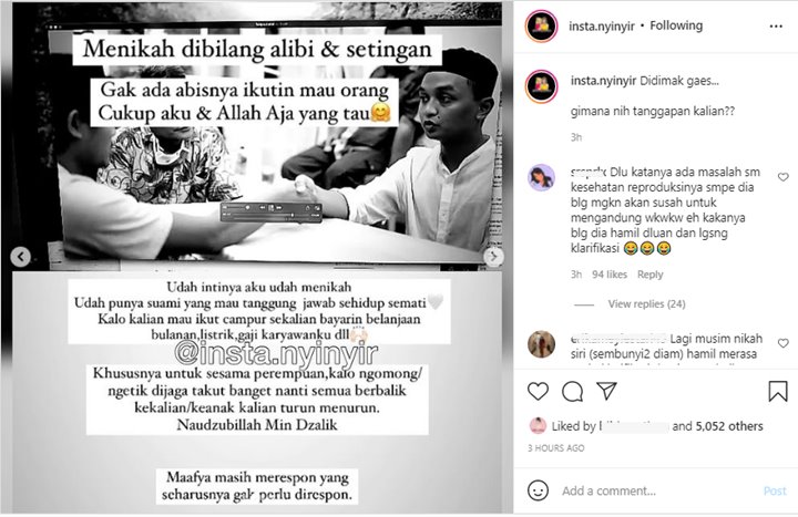  Begini Reaksi Hanum Mega Saat Nikah Sirinya Disebut Cuma Alibi dan Settingan