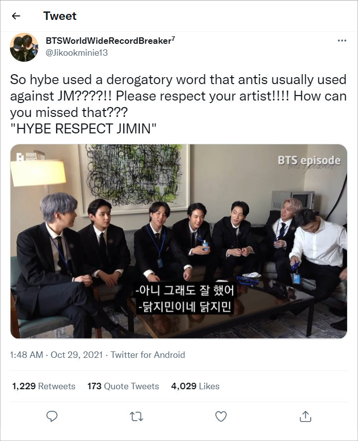 Fans Ngamuk Usai Subtitle Video Baru BTS Gunakan Istilah Buruk untuk Jimin