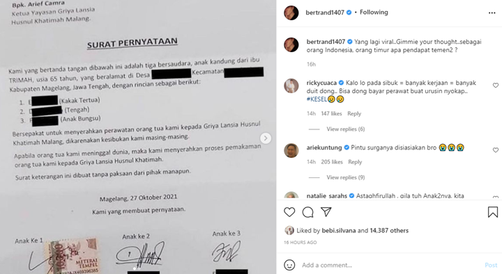 Viral Tiga Anak \'Buang\' Ibu Kandung, Ricky Cuaca hingga Arie Untung Komentar Begini