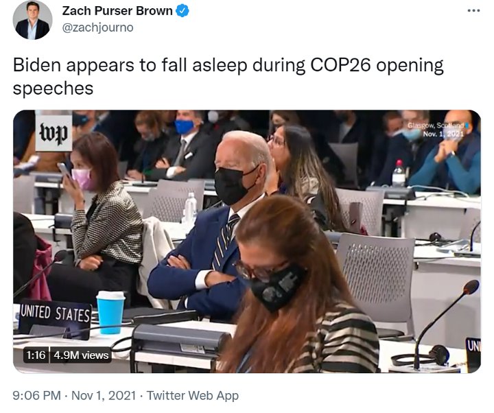 Joe Biden Tertidur Saat Konferensi Perubahan Iklim PBB Ramai Jadi Sorotan, Donald Trump Ikut Komentar