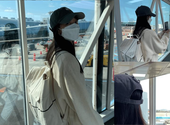 Gaya Imut Shin Min A di Bandara
