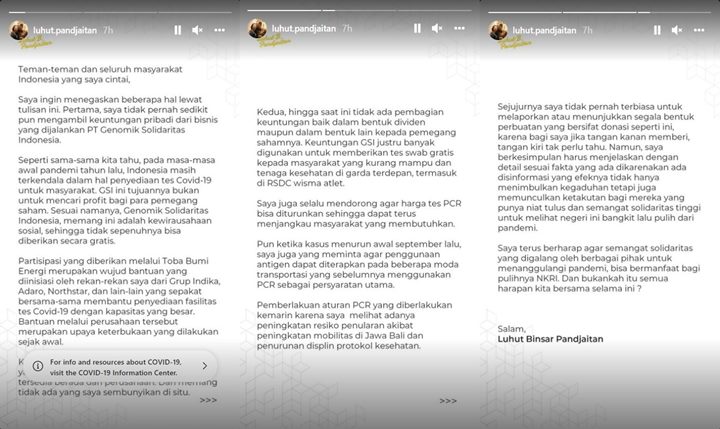 Keterangan Luhut
