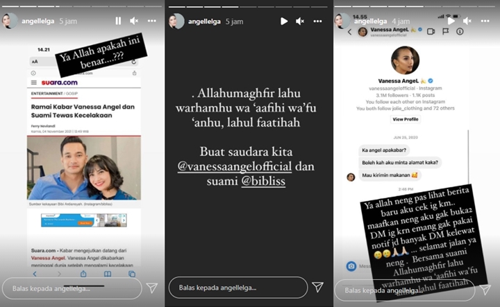 Jarang Buka DM, Angel Lelga Baru Lihat Pesan Vanessa Angel Setahun Lalu