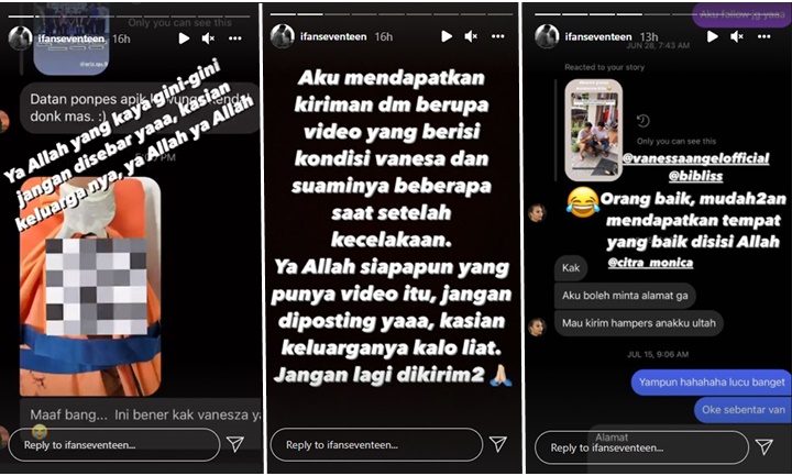 Ifan Seventeen Dapat Banyak Kiriman Video Vanessa Angel Pasca Kecelakaan, Beri Peringatan Tegas