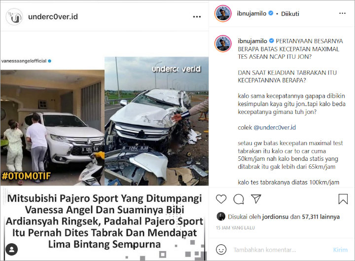 Ibnu Jamil Semprot Pemberitaan Soal Mobil Vanessa Angel dan Suami Sudah Lolos Tes Tabrak