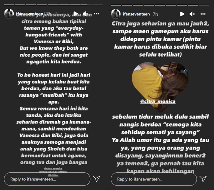 Vanessa-Bibi Meninggal Tragis, Istri Ifan Seventeen Parno Hingga Nangis Sambil Doa Begini