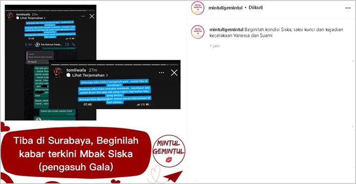 Selamat dari Kecelakaan Maut, Kondisi Siska Pengasuh Putra Vanessa Angel-Bibi Ardiansyah Terungkap