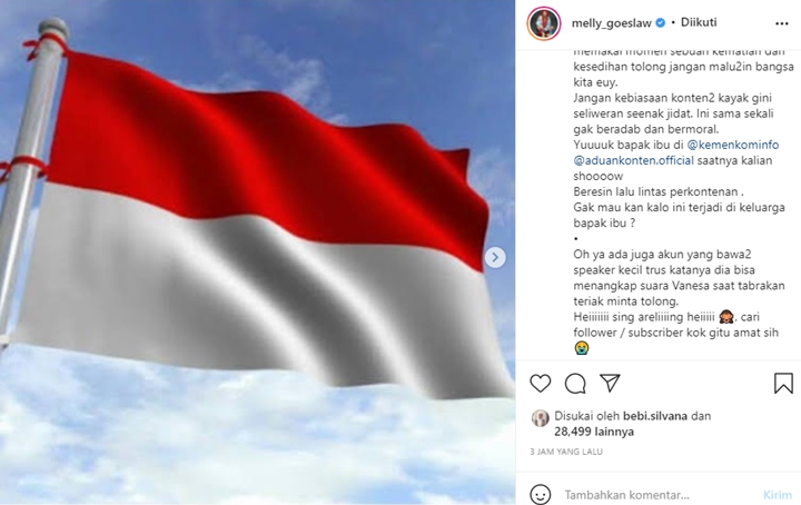 Melly Goeslaw Minta Kominfo Tindak Tegas Konten-konten yang Manfaatkan Kepergian Vanessa Angel