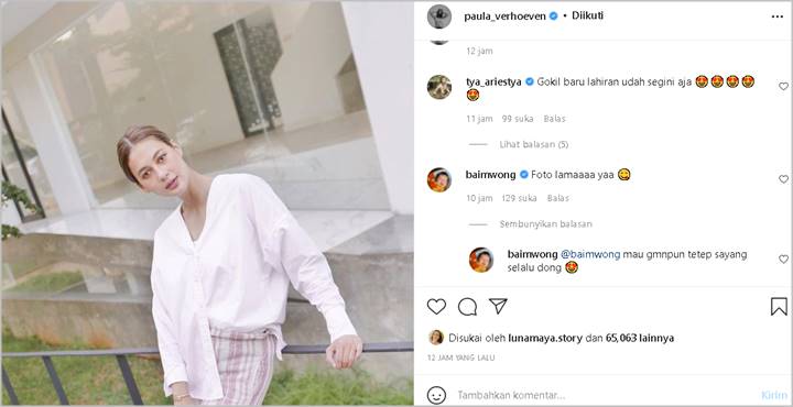 Kecantikan Paula Verhoeven Foto dengan Gaya Sederhana Banjir Sanjungan, Baim Wong Malah \'Usil\'