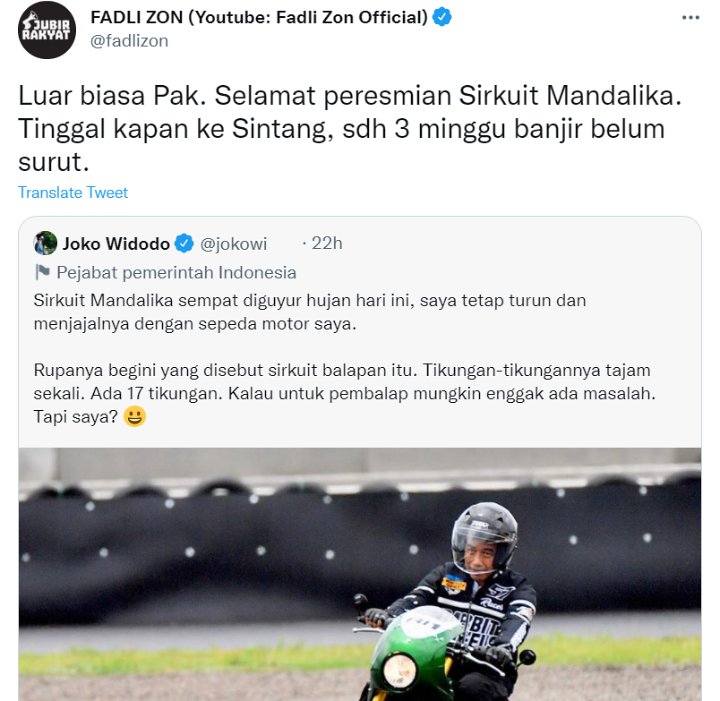 Fadali Zon Komentari Jokowi