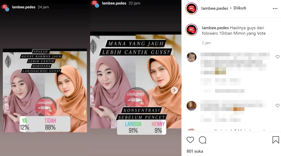 Kecantikan Larissa Chou dan Henny Rahman Divoting 10 Ribu Warganet, Ini Hasilnya