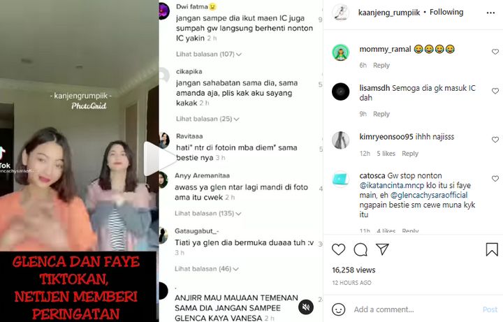 Faye Nicole dan Glenca Chysara Joget TikTok Ramai Diperingatkan Netizen