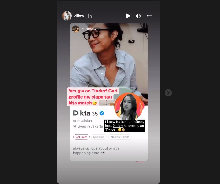 Terciduk Aktif di Aplikasi Jodoh, Begini Kata Dikta