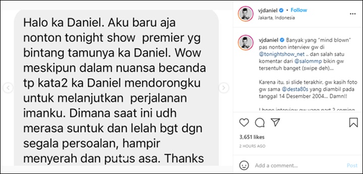 Diinterview Desta dkk, Daniel Mananta Tersentuh Baca Komentar Netizen Soal Ini