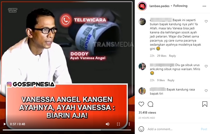 Viral Lagi Video Ayah Vanessa Angel Jawab Ketus Saat Putrinya Ngaku Rindu, Netizen: Miris!