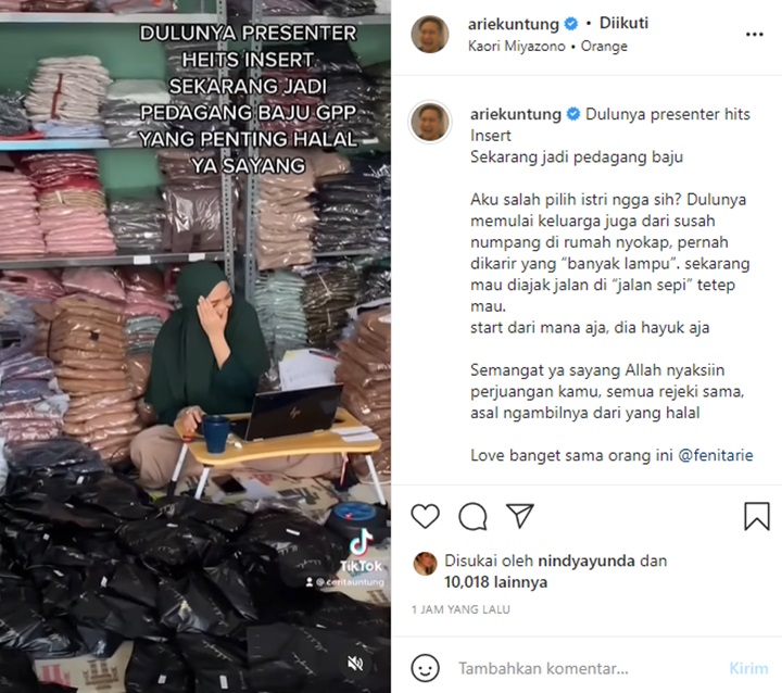 Fenita Arie \'Banting Setir\' Jualan Baju, Arie Untung Merasa Salah Pilih Istri?