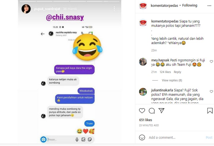 Isi Chat DM Bocor, Ibu Tiri Vanessa Angel Sindir Fuji Jahanam?