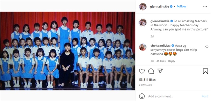 Foto Glenn Alinskie Zaman Sekolah Bikin Bingung, Komentar Chelsea Olivia Dijadikan Petunjuk