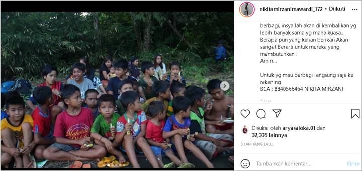 Ajak Bantu Anak-anak di Kalimantan, Nikita Mirzani Jawab Alasan Pakai Rekening Pribadi