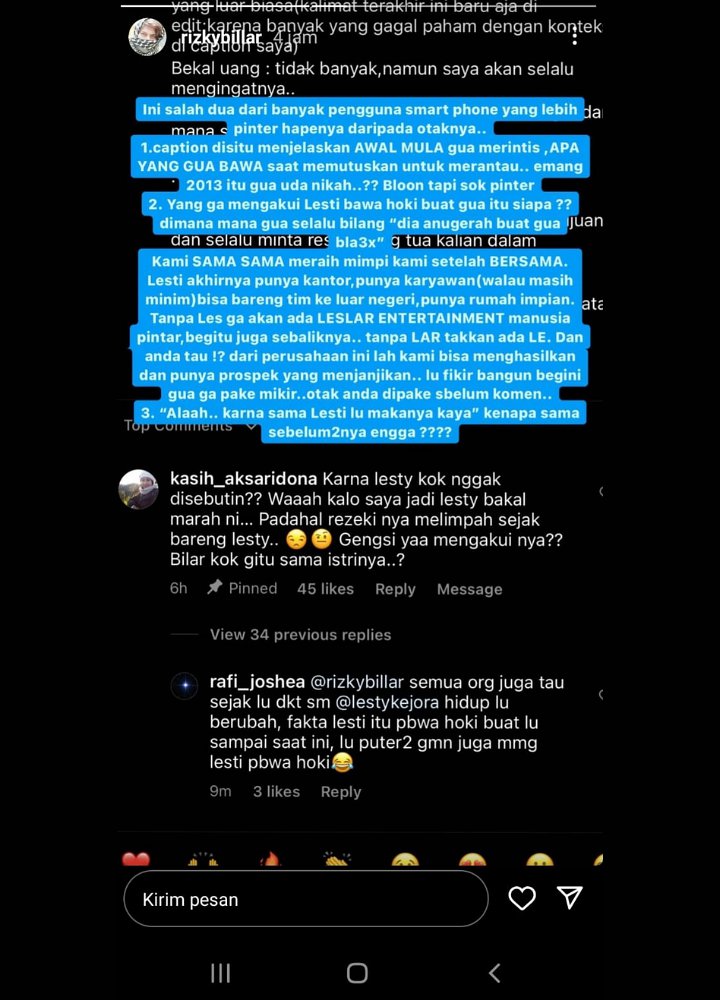 Rizky Billar Geram Tanggapi Netizen Julid Karena Dirinya Tak Sebut Nama Lesty Saat Cerita Karier